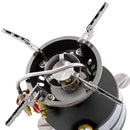 Close-up of MIL-TEC M-95 military-style liquid fuel burner petrol stove with fold-out pot supports and ignition pump