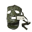Green US army cold weather face mask with adjustable straps and creepy, intimidating military design for protection and cosplay.