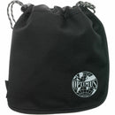 Black drawstring carrying pouch with Optimus logo for compact outdoor stove storage and transport.