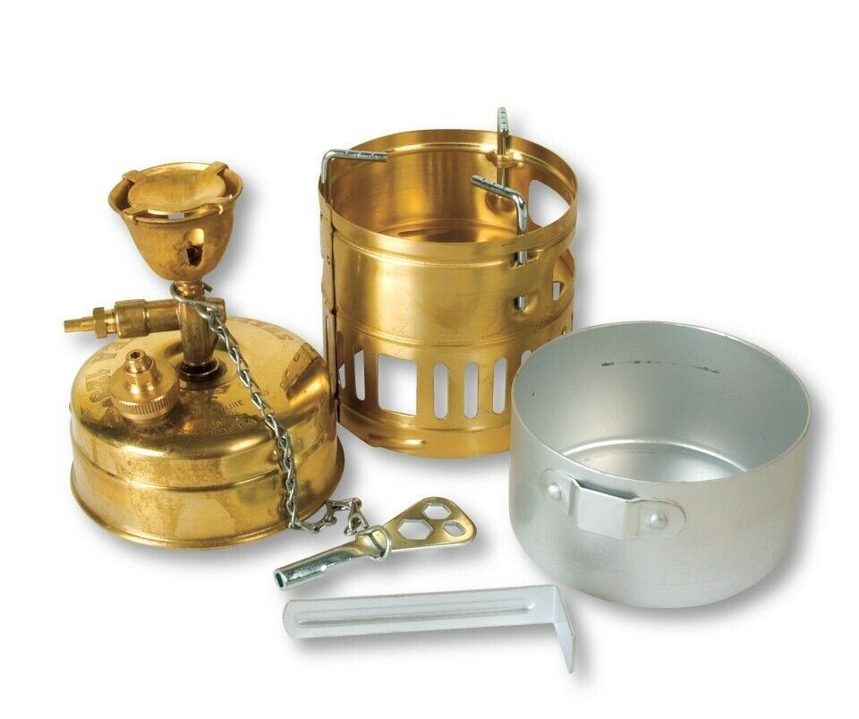 OPTIMUS SVEA Stove Classic White Gas Burner Light Gasoline Solid Brass Can Fuel