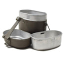 Original Austrian military mess kit with separate compartments for camping and outdoor cooking use.