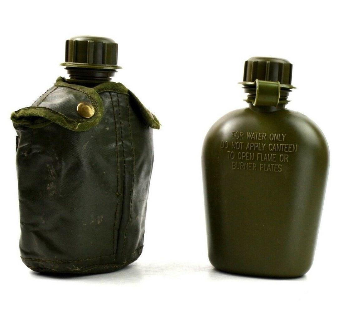 Original Belgian Military M1 Water Canteen W Cover Field Gear Bottle Olive