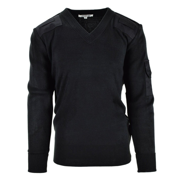 Original British army police pullover Commando Jumper black V-neck sweater NEW - GoMilitar