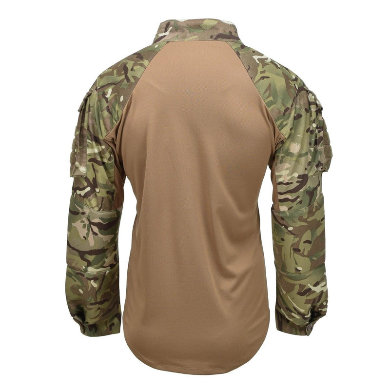 Back view of Original British MTP UBAC under body shirt with camo sleeves and tan breathable fabric center panel