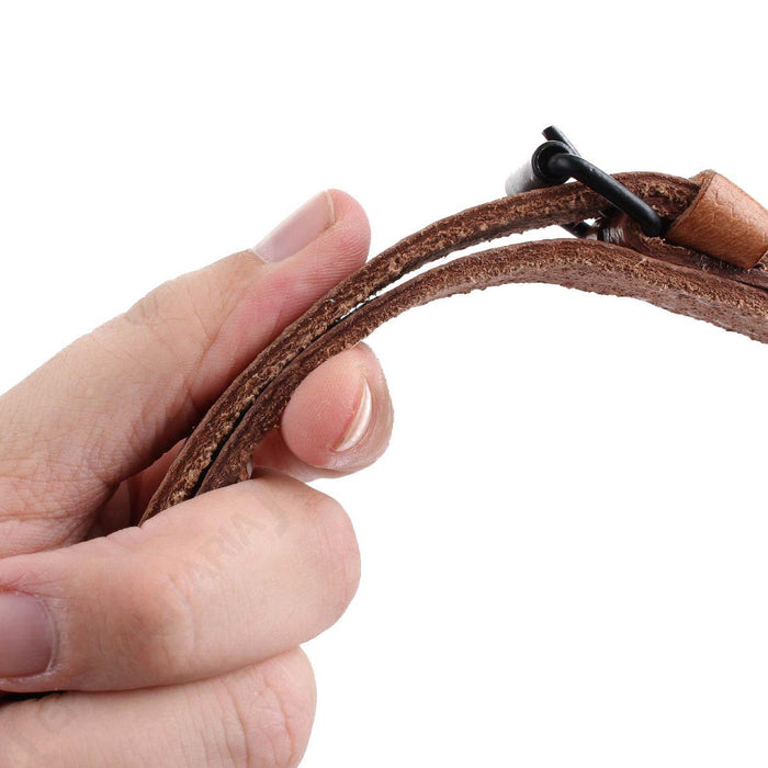 Original Czech Army leather double buckle utility strap brown military surplus - GoMilitar