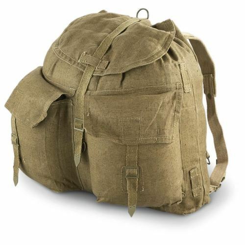 Original Czech Army M60 Canvas Rucksack Vintage Military Backpack Y Straps