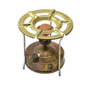 Vintage Czech military Meva liquid fuel camping stove burner with brass pot stand and metal fuel tank
