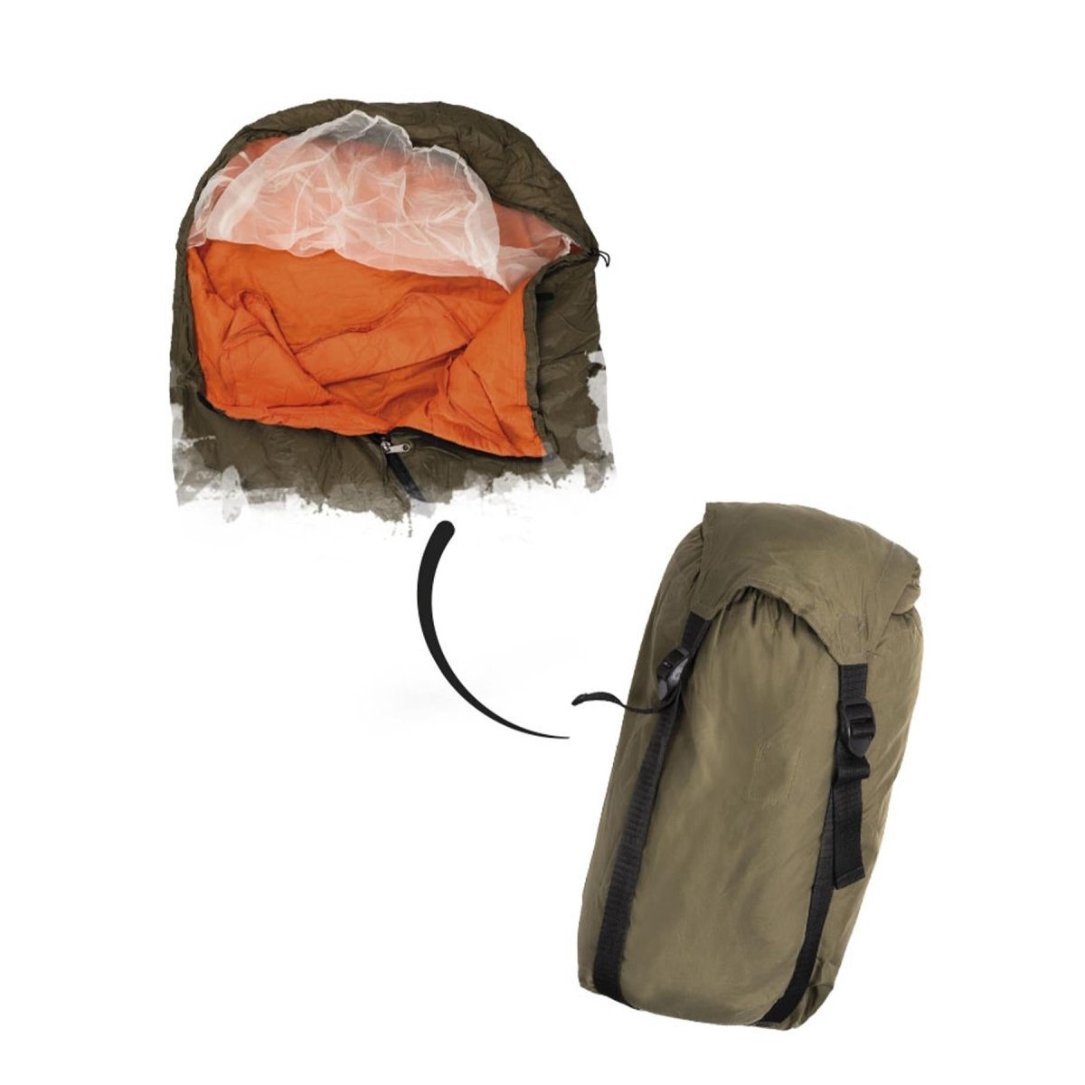 Original Czech Military Summer Sleeping Bag Thinsulate Inegrated Mosquito Net