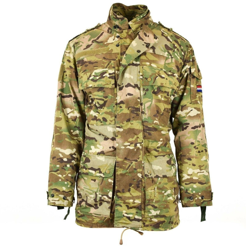 Original Dutch army M65 field jacket in Multitarn camo with ripstop fabric, adjustable fit, and full zip closure.