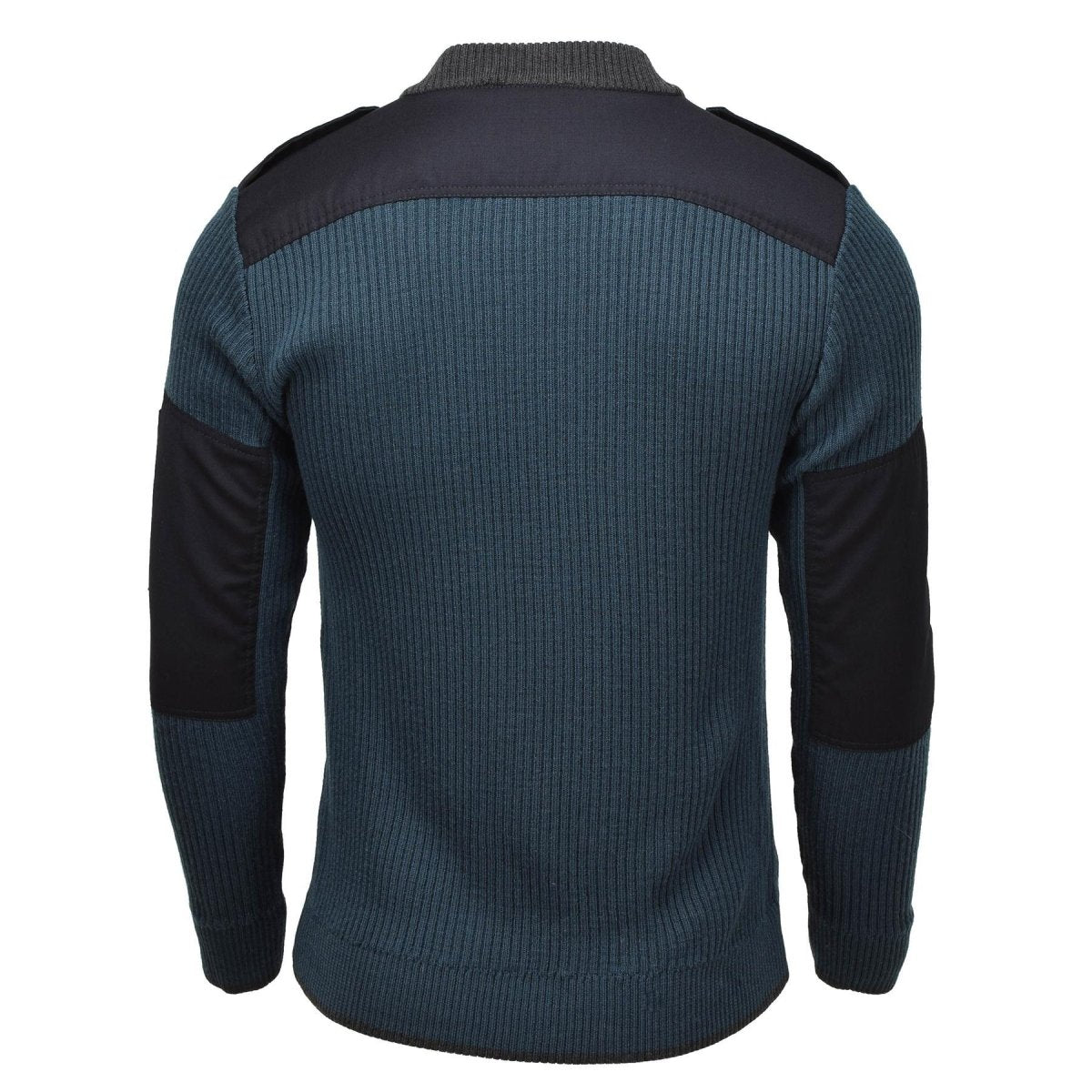 Original Dutch Army Rib Knit Sweater Quarter Zip Reinforced Elbows Petrol Green