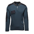 Original Dutch Army Rib Knit Sweater Quarter Zip Reinforced Elbows Petrol Green