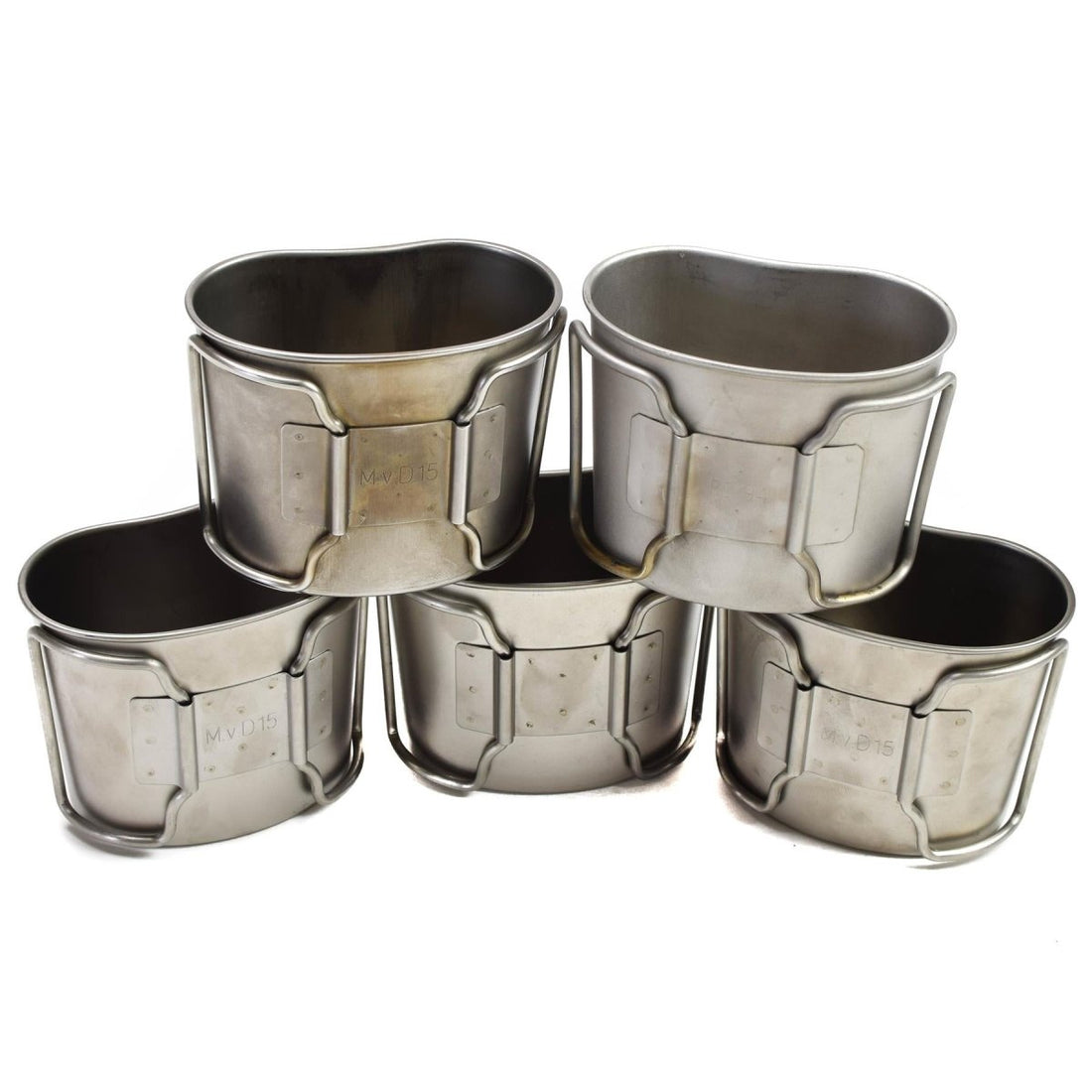 Original Dutch Army Stainless Steel Canteen Cups Camping Bushcraft 6pcs Lot