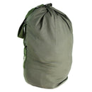 Original Dutch military duffel bag in olive green, 100 liters, durable ripstop fabric with canvas carry straps.
