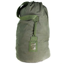 Original Dutch military duffel bag in olive green, 100 liters capacity, durable ripstop canvas with carry straps.