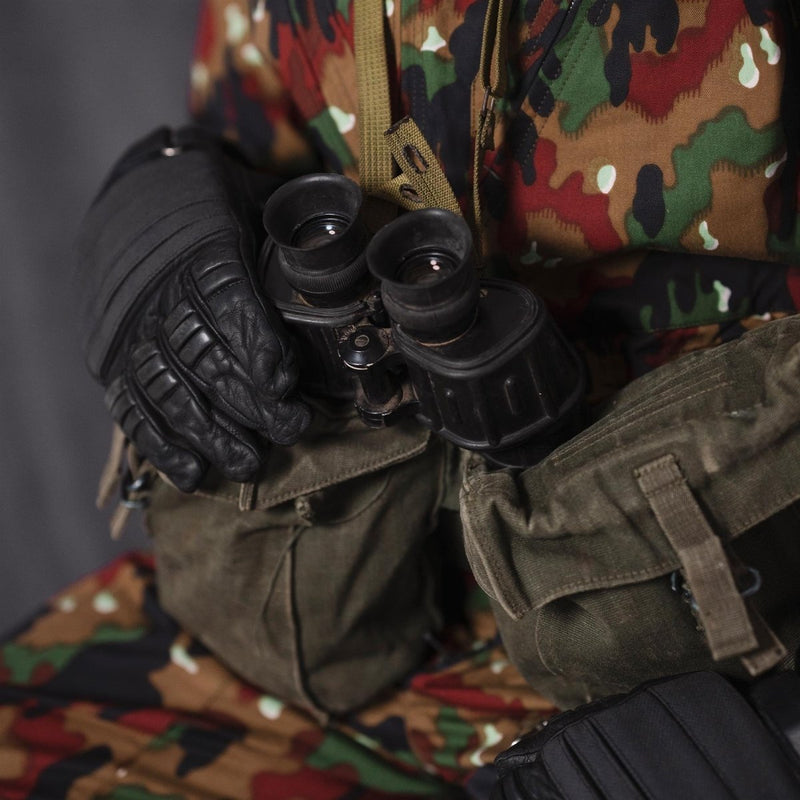 Original Dutch Military Tactical Combat Gloves Leather Knuckle Protection Black