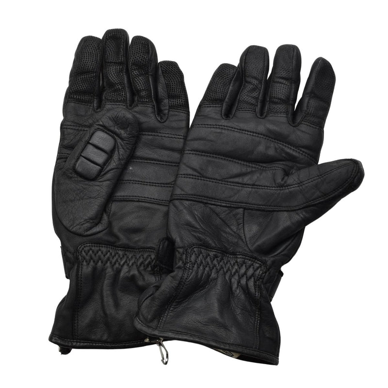 Original Dutch Military Tactical Combat Gloves Leather Knuckle Protection Black - GoMilitar