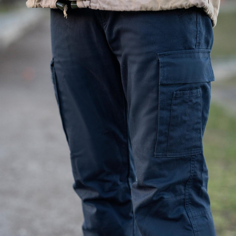 Original Dutch Military Work Pants Men Reinforced Knees Cargo Pockets Blue