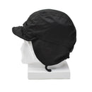 Black Dutch paratrooper winter hat with ear flaps and a brim, designed for windproof cold weather protection.