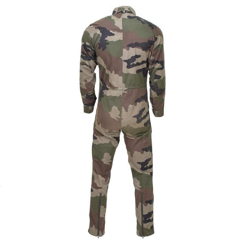 Back view of original French army mechanic coverall suit in CCE camouflage with roomy fit and elastic waist