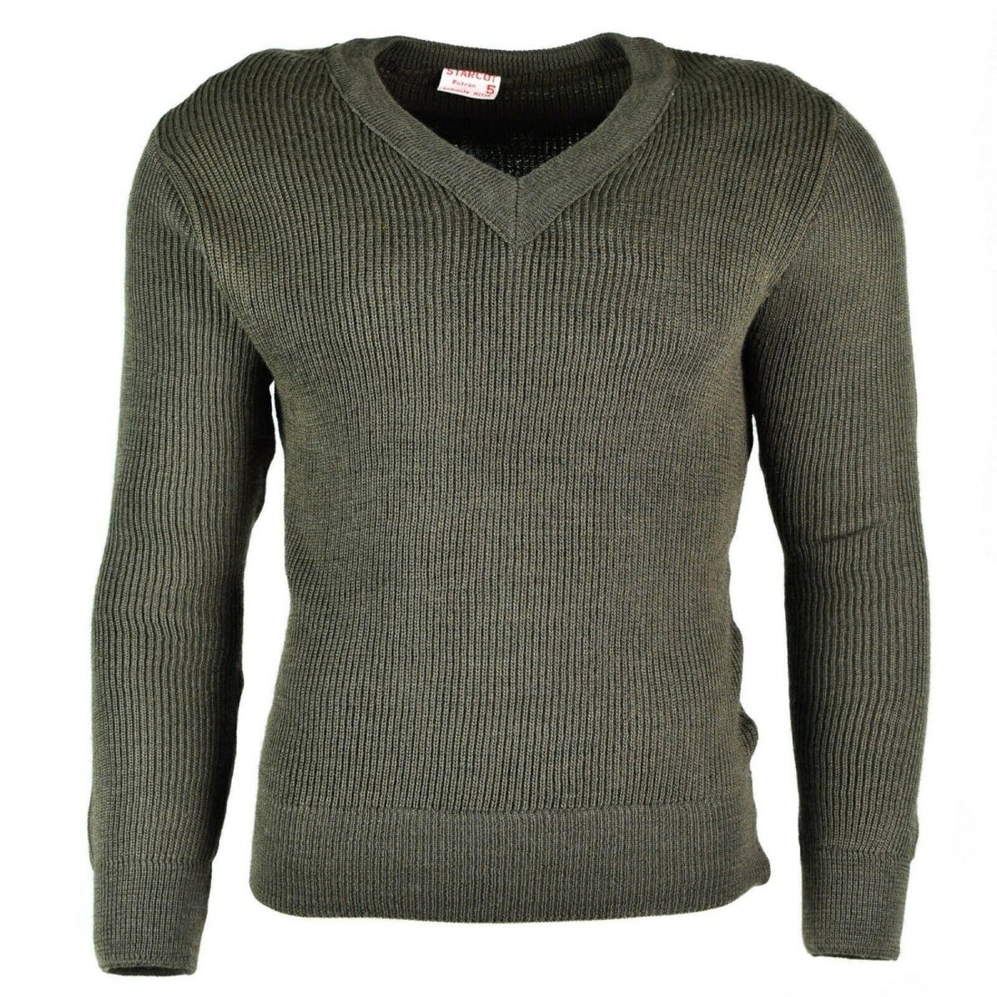 Original French army sweater pullover Jumper Chlorofibre V-neck wool