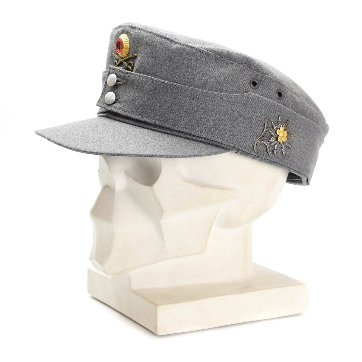 Original german army military Mountain cap Gebirgsjäger grey with flower badge
