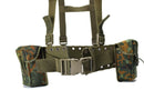 Original German army tactical belt harness with shoulder straps and two camouflage mag pouches for load bearing.