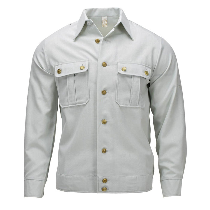 Original German Military Dress Shirt Long Sleeve Cotton Blend Light Green - GoMilitar