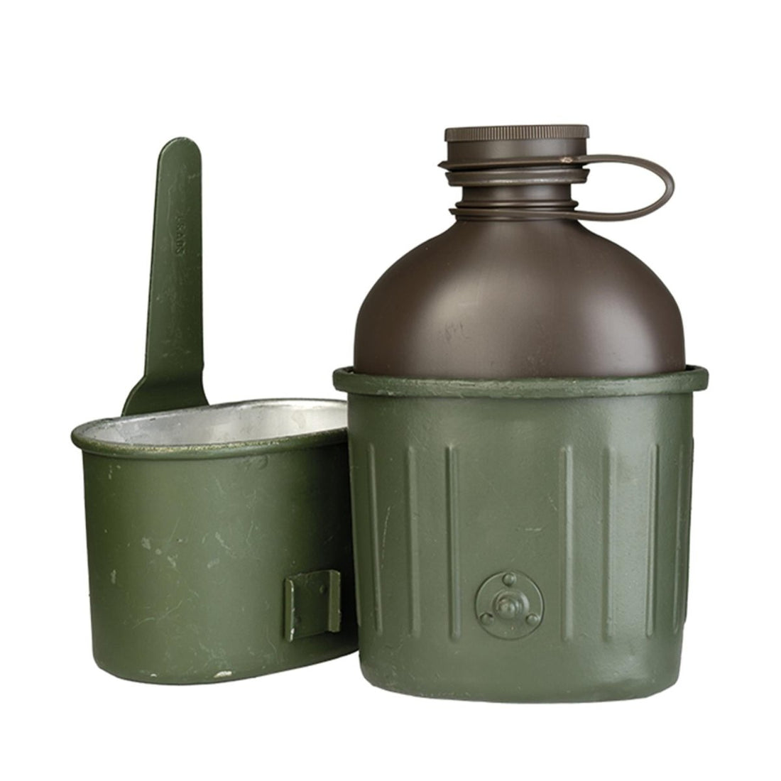 Original German Military Flask 0.8L Plastic Canteen Aluminium Cup Olive