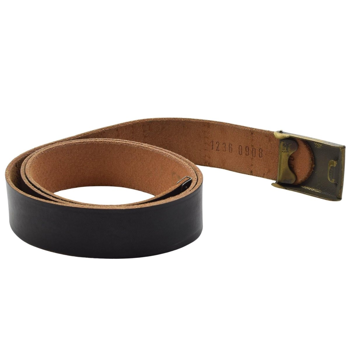 Original German Military Leather Trousers Belt Bundesmarine Army Navy Black