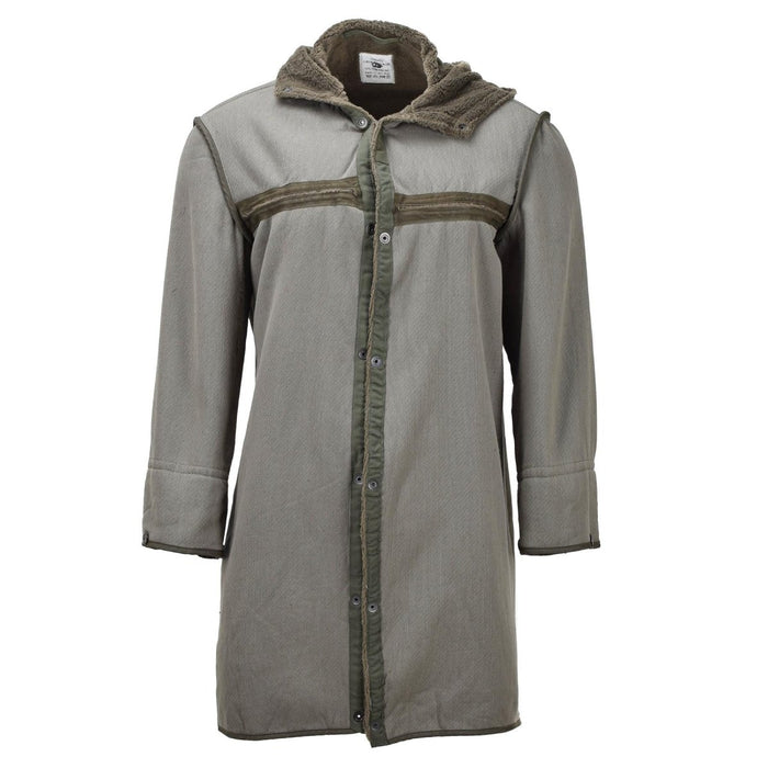 Original German military long parka faux fur liner thermal hooded army olive - GoMilitar