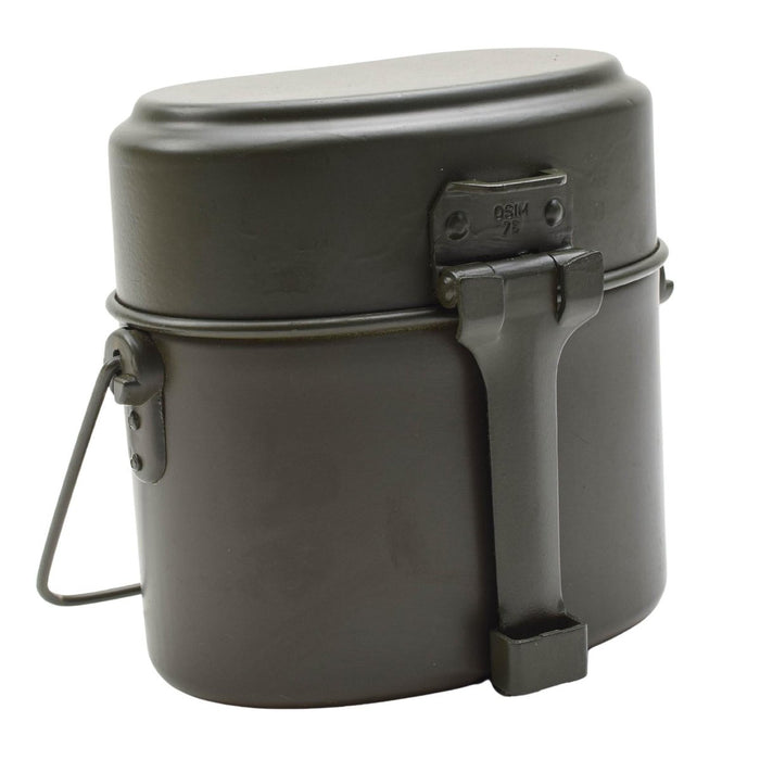 Original German Military Mess Kit Aluminium 3 Part Pot Lid Container Olive - GoMilitar