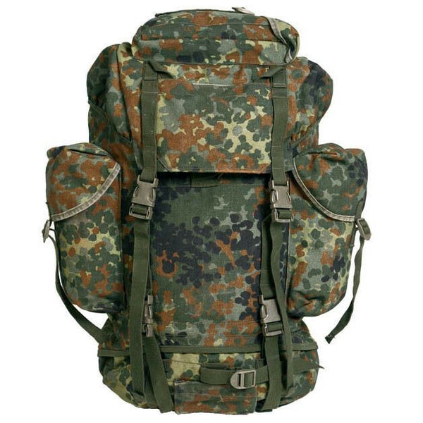 Original German Military Tactical Backpack 65L Combat Rucksack Flecktarn Camo