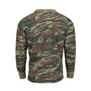 Back view of Greek army sweatshirt with lizard camo pattern, elastic cuffs, and round neck design.