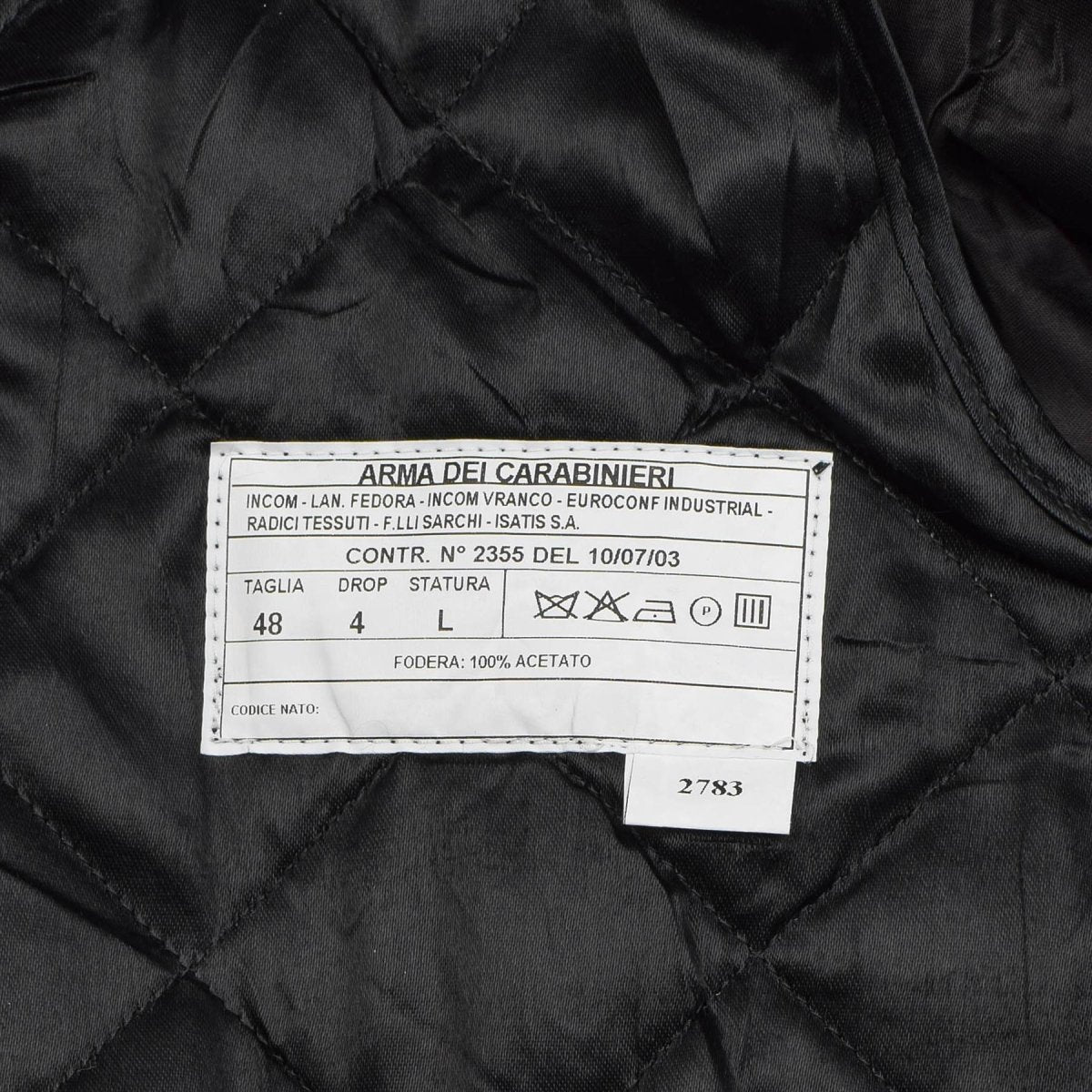 Original Italian Army Carabinieri Wool Coat Double Breasted Uniform Black