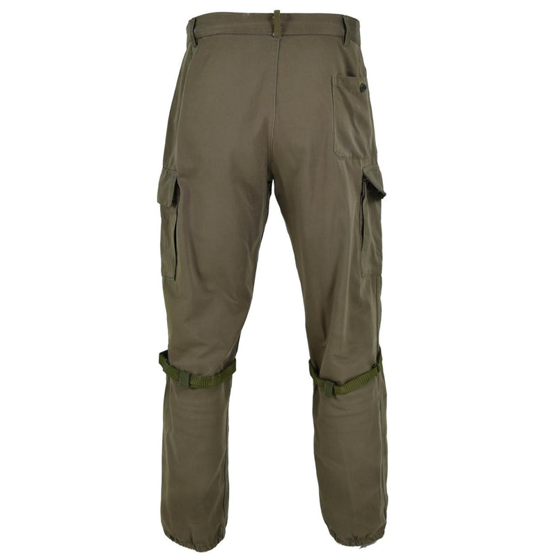 Back view of Original Italian Army combat trousers in olive drab with cargo pockets and reinforced knees.