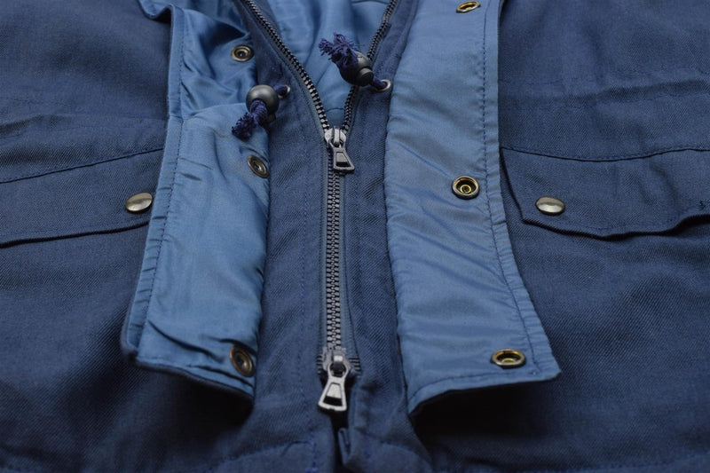 Original Italian Trilaminated Navy Parka Jacket Hooded Vintage Waterproof NEW