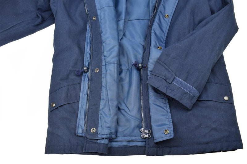 Original Italian Trilaminated Navy Parka Jacket Hooded Vintage Waterproof NEW