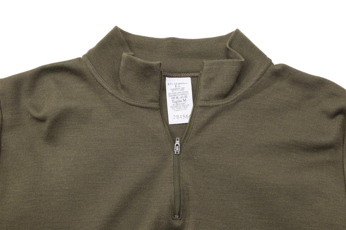 Original Italy military shirt zipper undershirt lightweight breathable Olive