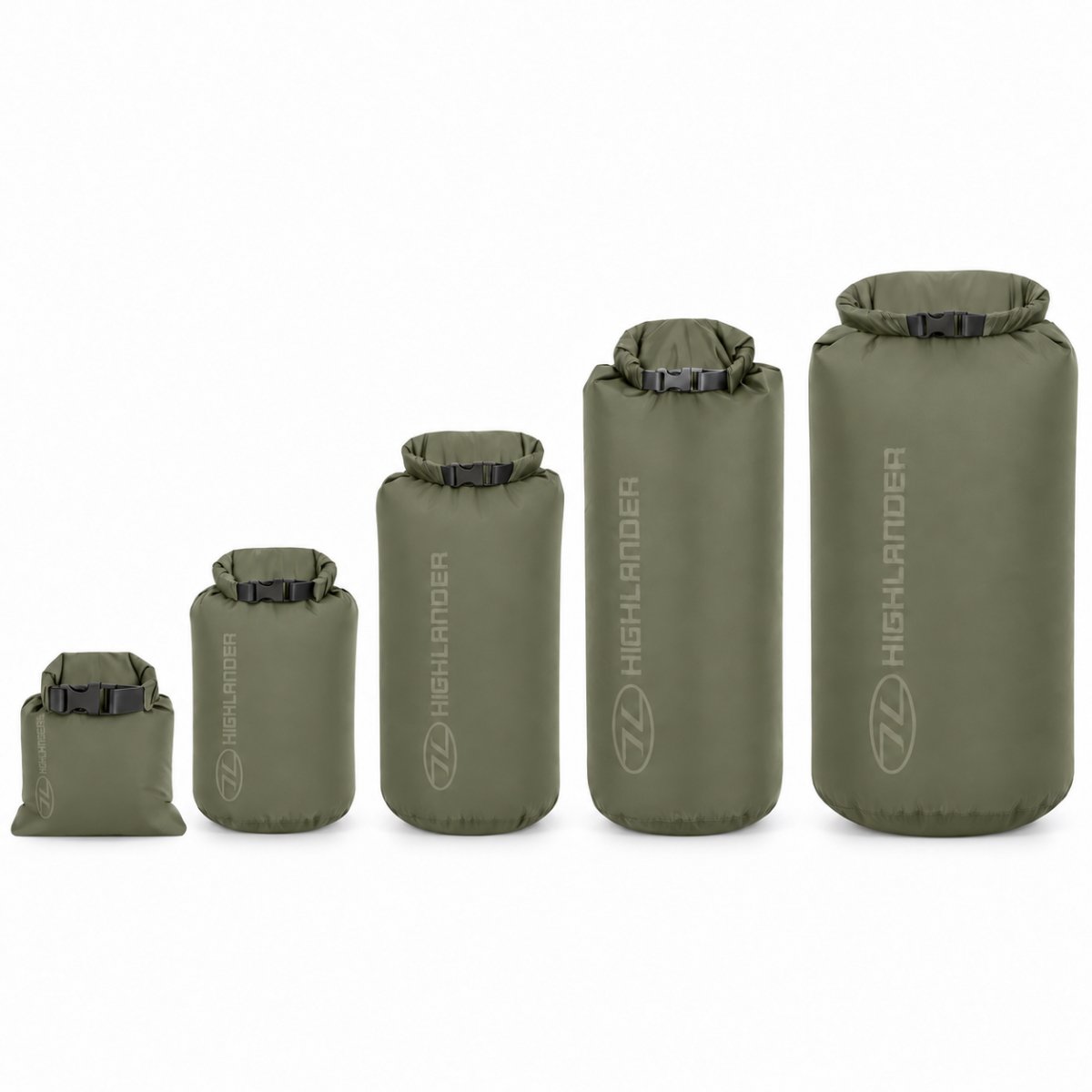 Original Scottish Army Highlander Dry Bags 1L–40L Roll Top Quick Release Buckle