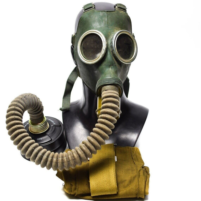 Original Soviet GP-4 Gas Mask 1960s Vintage Military Surplus Kit Grey Rubber - GoMilitar