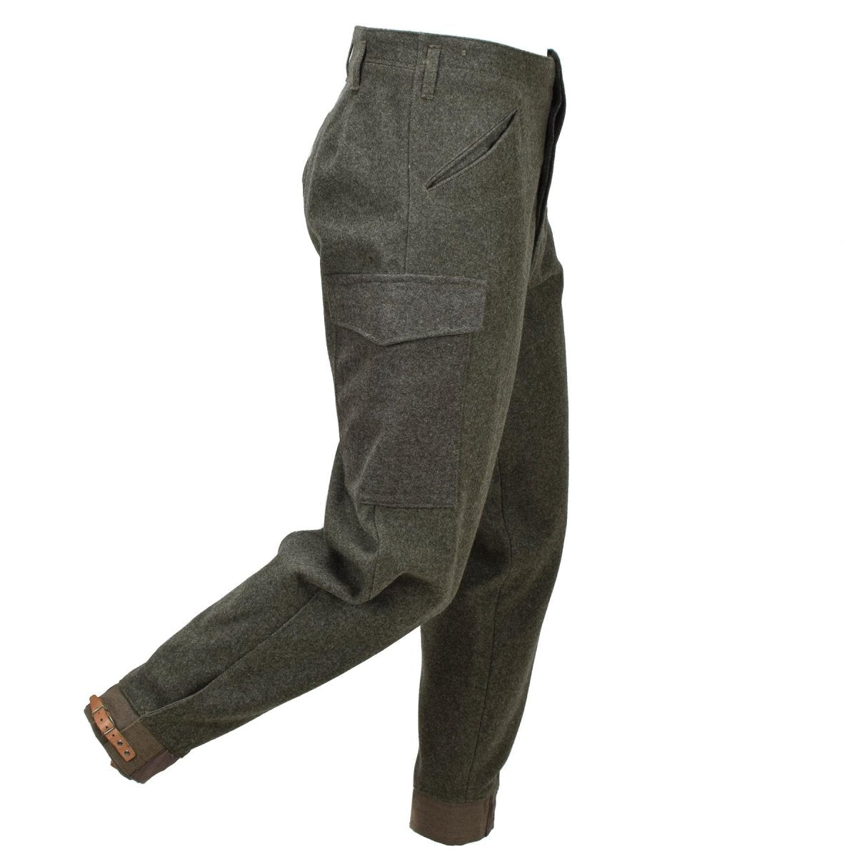Original Swedish Army M39/58 Field Trousers Wool Cargo Surplus Olive Green
