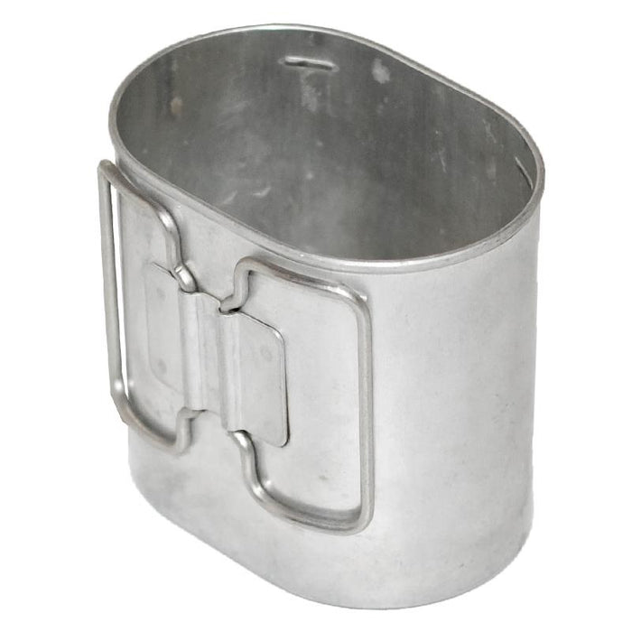 Vintage Swiss Army aluminum butterfly handle mess cup for military surplus canteen set camping or outdoor use