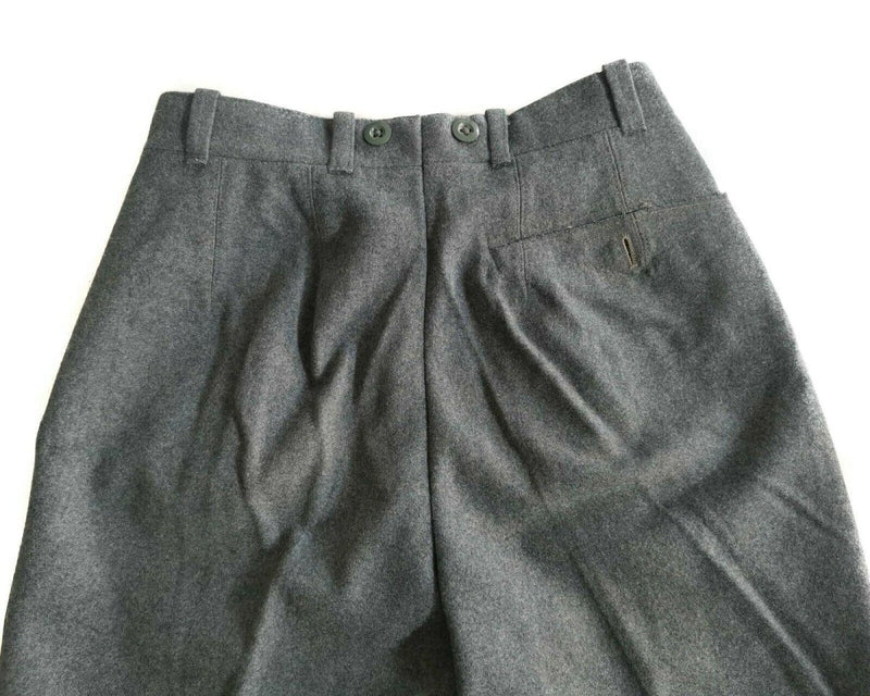Gray pleated pants on a white background