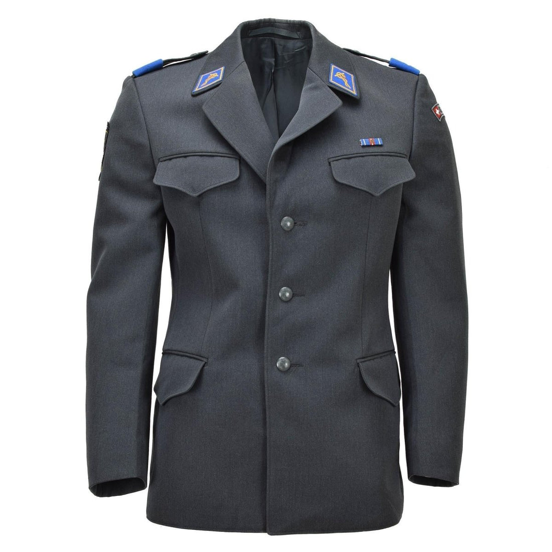 Original Swiss Military Formal Jacket Vintage 4 Pocket Design Dark Gray