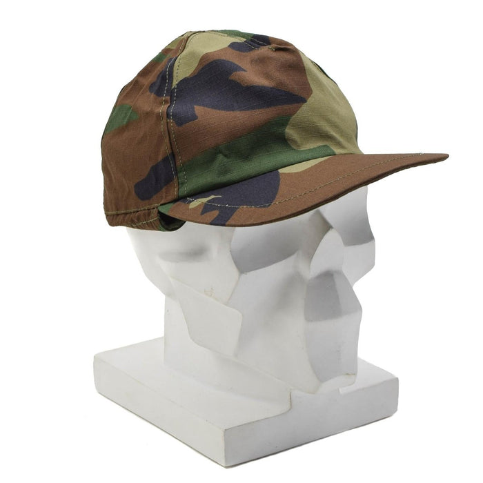 Original Turkish Military Winter Field Cap RipStop Outdoor Hat Woodland Camo - GoMilitar
