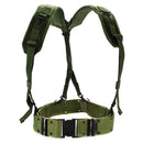Original U.S. Army military green web suspenders and pistol belt system designed for comfort and durability in the field