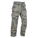 Original U.S. military field pants in digital tiger stripe camo with durable ripstop fabric and multiple cargo pockets.