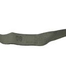 Olive green genuine U.S. military M1950 suspenders strap with printed sizing and manufacturing details.