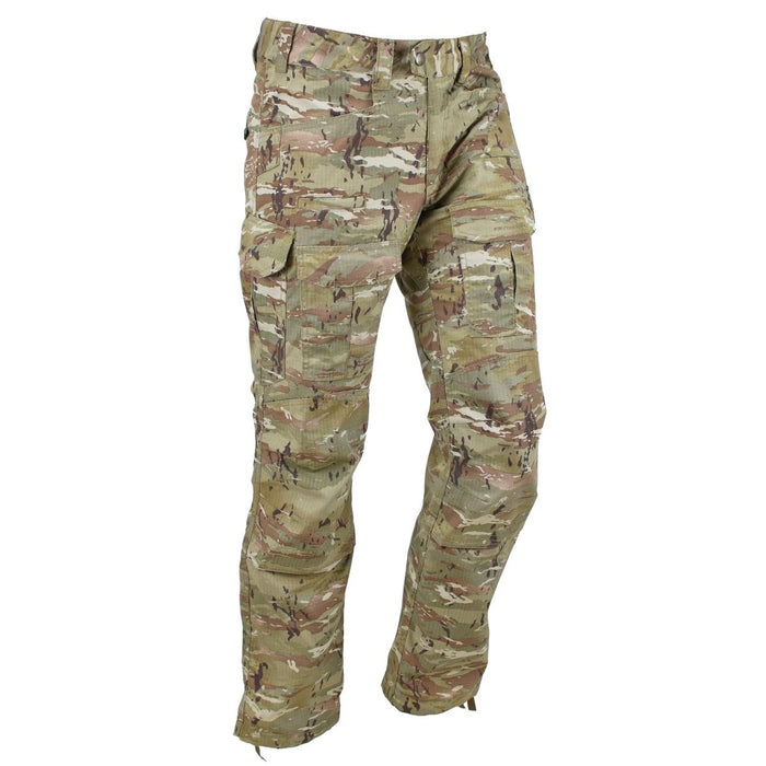Pentagon Lycos Combat pants in pentacamo ripstop fabric with cargo pockets, reinforced knees, and adjustable cuffs.