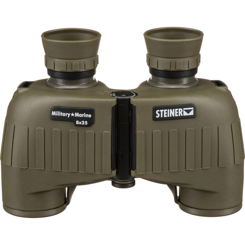 Steiner Military Marine 8x25 olive rugged binoculars with auto focus designed for outdoor and marine use.